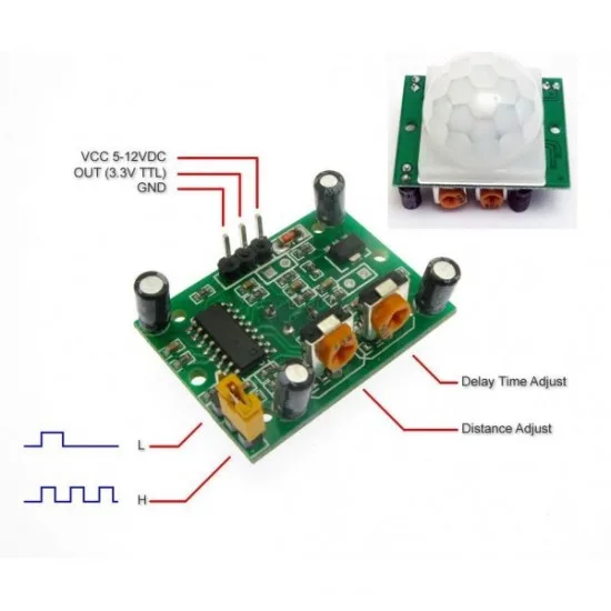 PIR Motion Sensor Module HC-SR501 – High Sensitivity IR Detector with Dual Trigger Modes - Image 2