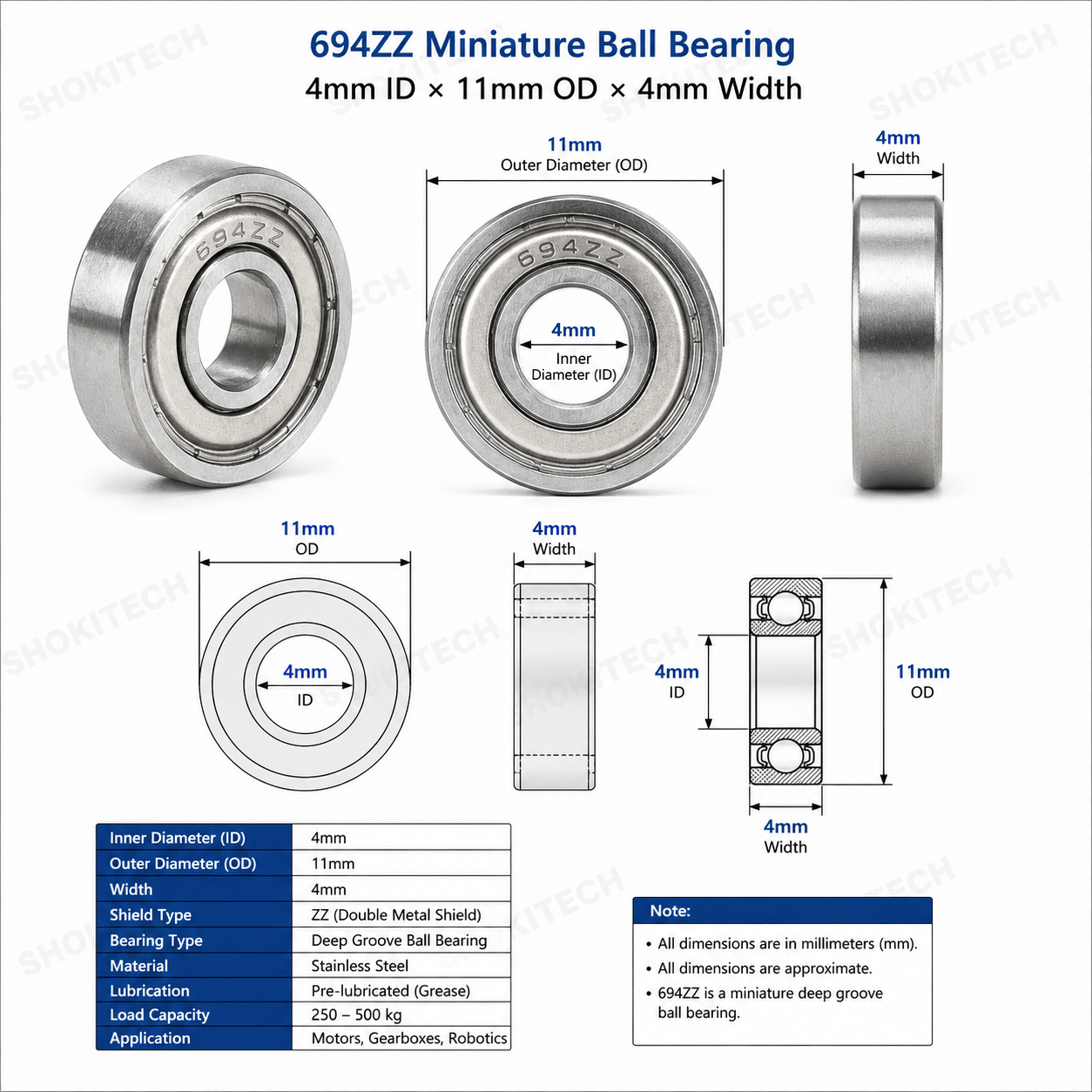 694ZZ-Bearing-4x11x4-Stainless-Steel-Shielded-Miniature-Bearings