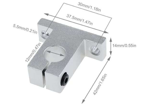 SK12 12MM linear bearing rail support XYZ Shaft Table CNC Router SH12A dimention