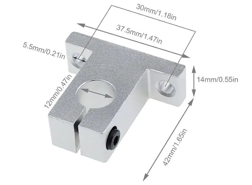 SK12 12MM linear bearing rail support XYZ Shaft Table CNC Router SH12A dimention
