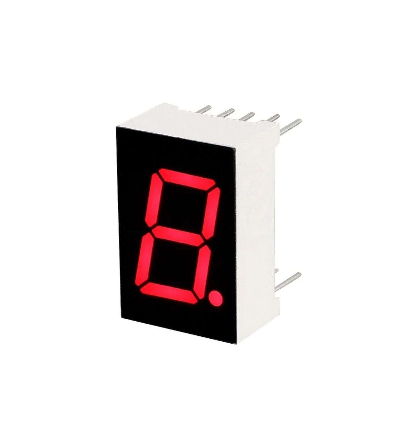 10x 0.5 Inch Red 7 Segment LED Display – Common Anode 1 Bit Digital Number – DIP-10