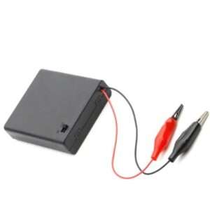 3 x AA Battery Holder Box with Switch and Alligator Clips at Shokitech