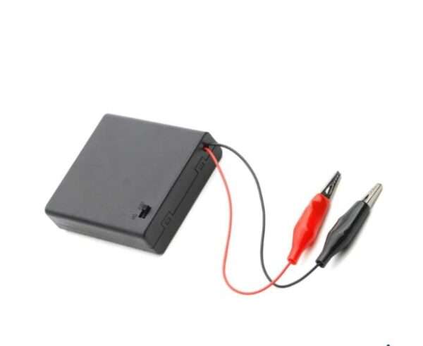 3 x AA Battery Holder Box with Switch and Alligator Clips at Shokitech