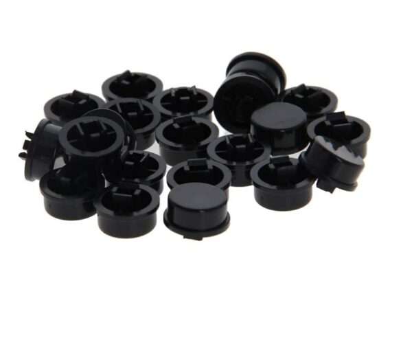 Black Round Cap for 12x12x7.3mm Tactile Switch (Pack of 10)