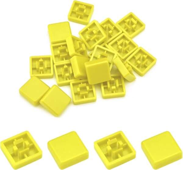 Yellow Square Cap for 12x12x7.3mm Tactile Switch (Pack of 10)