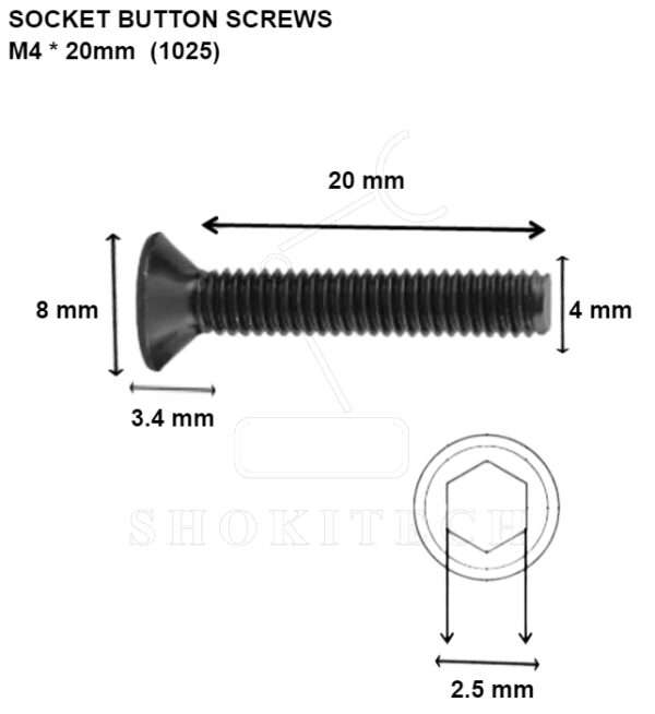 M4x20mm High Tension Allen Socket Countersunk Screw - Image 2
