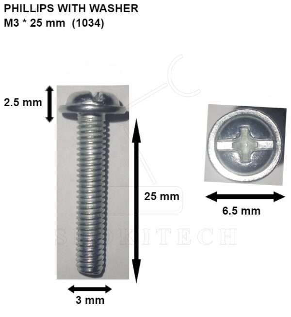 M3x25mm Phillips with Washer Machine Screw Stainless Steel - Image 2