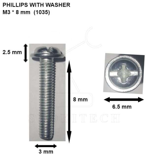 M3x8mm Phillips with Washer Machine Screw Stainless Steel - Image 2