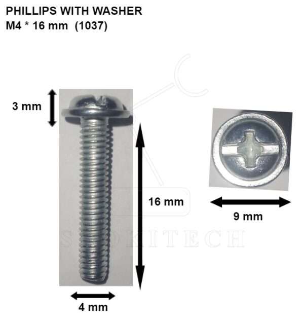 M4x16mm Phillips with Washer Machine Screw Stainless Steel - Image 2