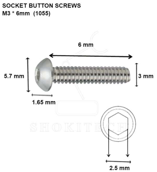 M3x6mm Allen Socket Button Screw - Image 2