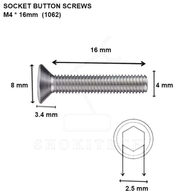 M4x16mm Allen Socket Countersunk Screw - Image 2