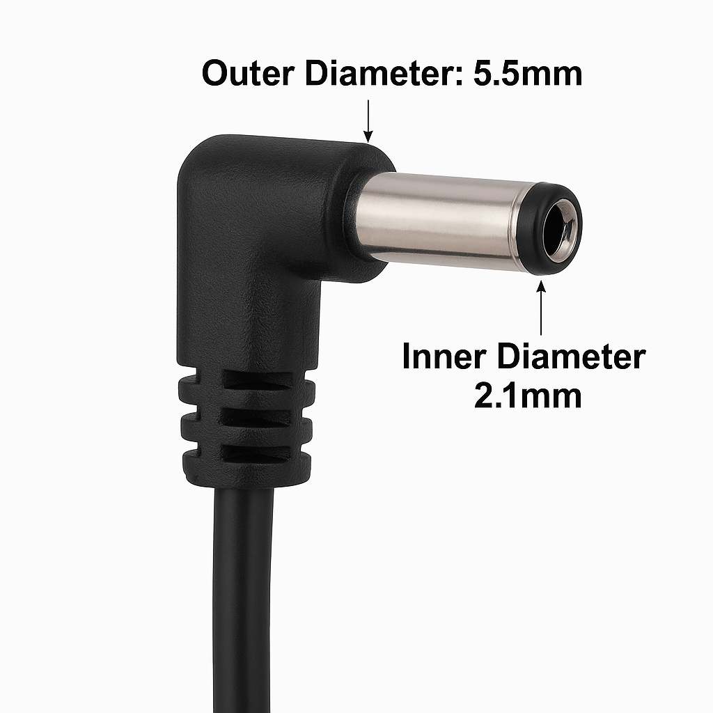 ABLEGRID DC Power Right Angle Adapter – 5.5mm X 2.1mm Male To Female Barrel Jack