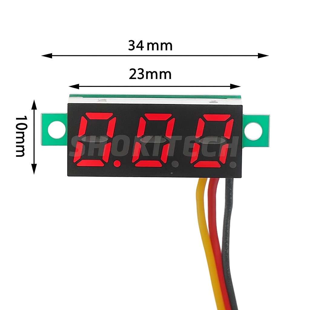 0.28inch 0-100V Three Wire DC Voltmeter Red Dimention