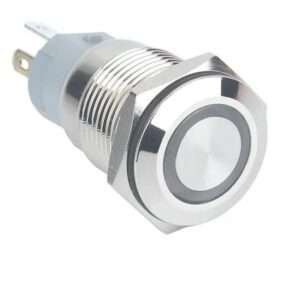 Flat Head 12MM White LED Push Button Switch – Waterproof Metal Momentary Self-Reset, 12–24V