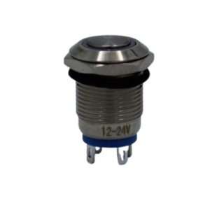 Flat Head 12MM Blue LED Push Button Switch – Waterproof Metal Momentary Self-Reset, 12–24V