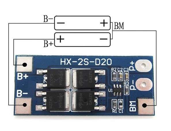 2S 20A 18650 Lithium Battery Protection Board