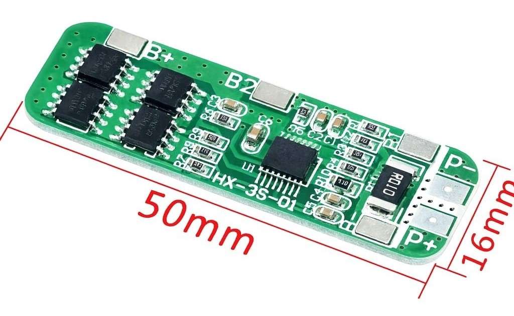 3S 10A Li-ion 18650 Charger Protection Board Module 10.8V 11.1V 12.6V Dimention