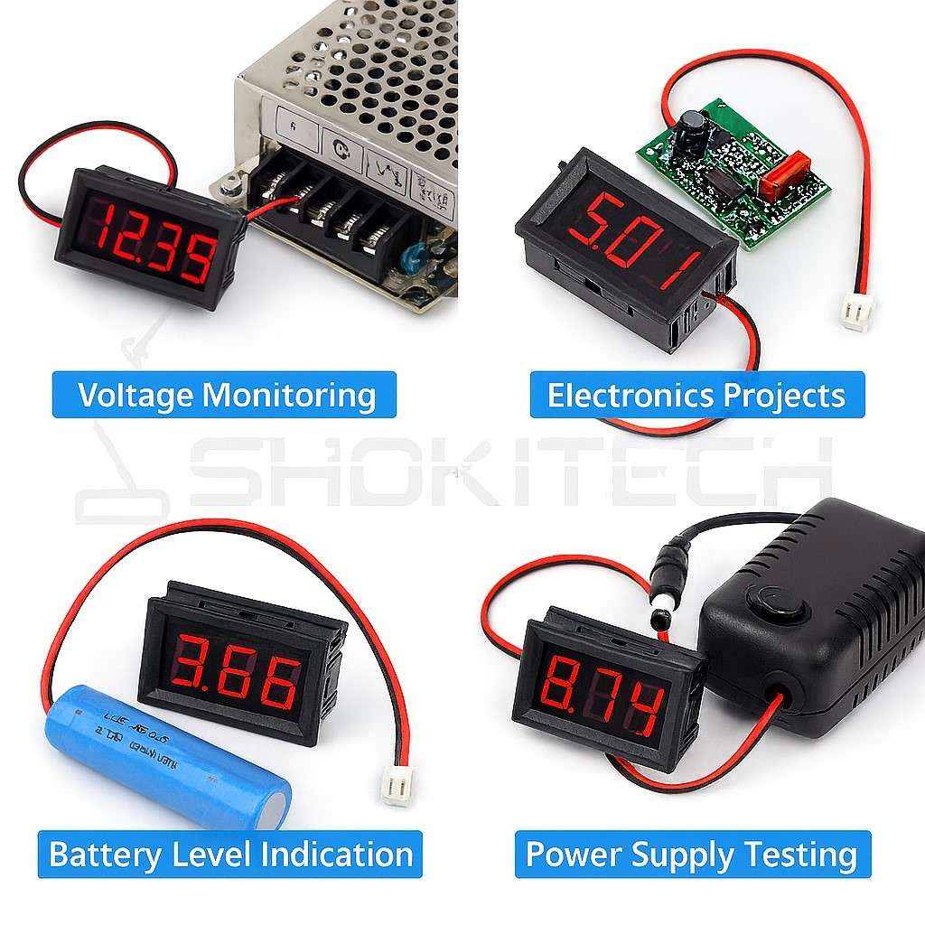 Red 0.56inch AC220V Two Wire AC Voltmeter 70V ~ 500V