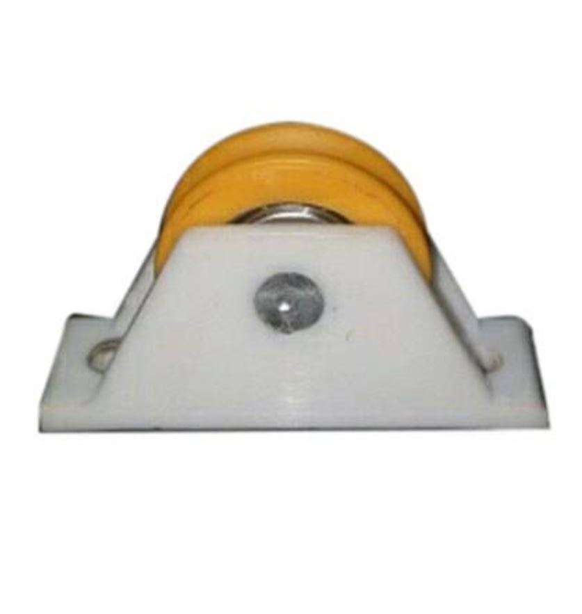 Sliding Roller Wheel 24mm (1 Inch), Yellow Wheel, White Plastic Base