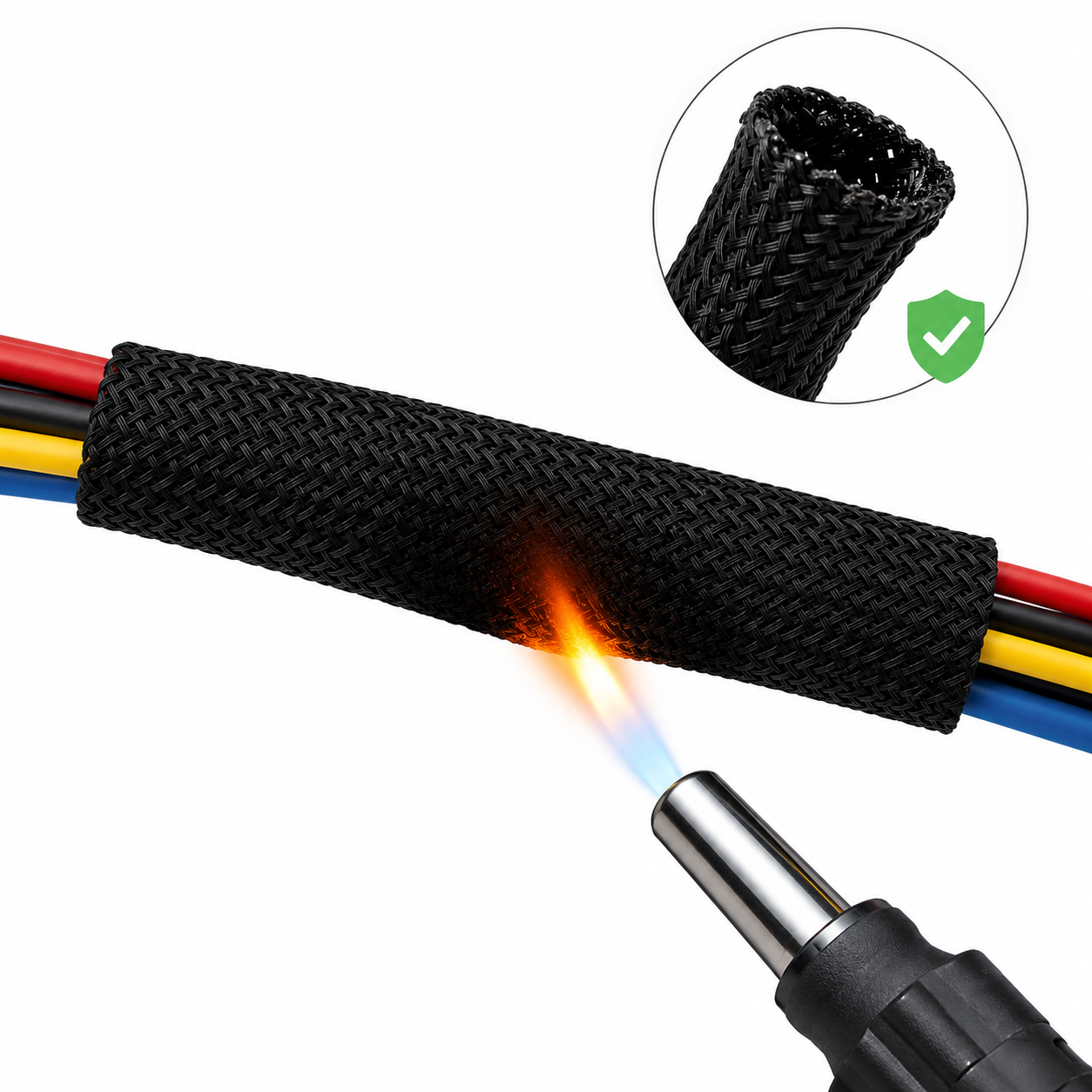 25mm Fire Resistant Nylon Sleeve – Expandable Wire Protection – 1 Meter